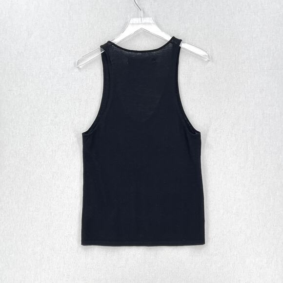 ENZA COSTA Tissue Cashmere Tank Top Womens Medium Black Scoop Knit Layering NEW - Picture 3 of 13